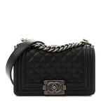 Caviar Quilted Small Boy Flap Black