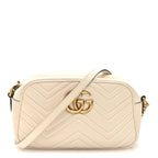 Calfskin Matelasse Small GG Marmont Chain Shoulder Bag White