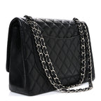 Lambskin Quilted Maxi Double Flap Black