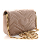 Calfskin Matelasse Super Mini GG Marmont Shoulder Bag Porcelain Rose