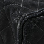 Suede Quilted Medium Chanel 25 Handbag Black
