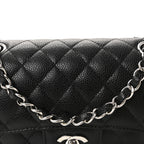 Caviar Quilted Small Double Flap Black