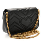 Calfskin Matelasse Super Mini GG Marmont Shoulder Bag Black