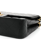 Lambskin Quilted Medium Double Flap Black