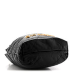 Shiny Crumpled Calfskin Quilted Pearl Mini Chanel 22 Black