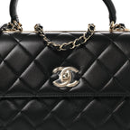 Lambskin Quilted Small Trendy CC Dual Handle Flap Bag Black