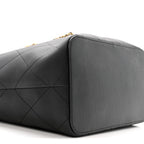 Calfskin Quilted Large Shopping Bag Black