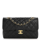 Caviar Quilted Small Double Flap Black