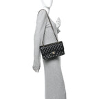 Caviar Quilted Medium Double Flap Black