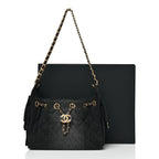 Washed Denim Quilted Mini Chanel 25 Handbag Black