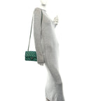 Iridescent Lambskin Quilted Mini Rectangular Flap Green