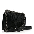 Calfskin Pleated Medium Boy Flap Black