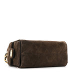 Suede Quilted Mini Chanel 25 Handbag Dark Brown