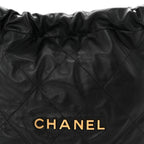 Shiny Calfskin Quilted Small Chanel 22 Black