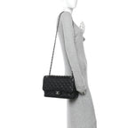 Caviar Quilted Jumbo Double Flap Black