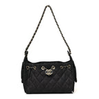 Denim Quilted Mini Chanel 25 Handbag Dark Blue