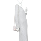 Lambskin Quilted Trendy CC Wallet On Chain WOC Lilac