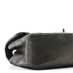 Metallic Caviar Quilted Mini Rectangular Flap Dark Grey