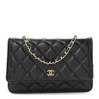 Caviar Quilted Wallet on Chain WOC Black