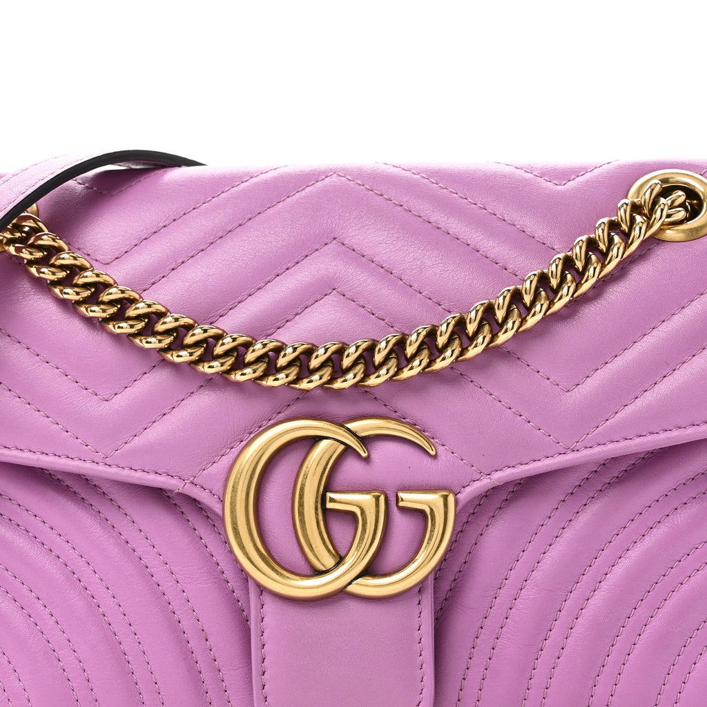 Calfskin Matelasse Small GG Marmont Shoulder Bag Candy Mousse