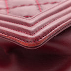 Calfskin Quilted Double Stitch New Medium Boy Flap Burgundy