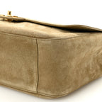 Suede Calfskin Small Souplissimo Maxi Flap Dark Beige