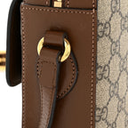 GG Supreme Monogram Small Horsebit 1955 Shoulder Bag Beige Brown Sugar