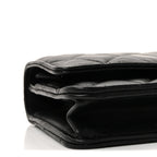 Lambskin Quilted Top Handle Trendy CC Wallet On Chain WOC Black