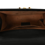 Calfskin GG Supreme Monogram Small Padlock Shoulder Bag Black Gold