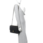 Caviar Quilted Jumbo Double Flap Black