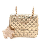 Mirror Calfskin Metallic Calfskin Quilted Hollywood Boulevard Backpack With Coin Purse Gold
