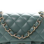 Lambskin Quilted Mini Rectangular Flap Green