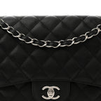 Caviar Quilted Jumbo Double Flap Black