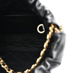 Shiny Calfskin Quilted Pearl CC Chain Mini Chanel 22 Black