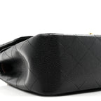Caviar Quilted Jumbo Double Flap Black