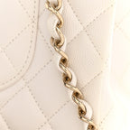 Caviar Quilted Medium Double Flap White