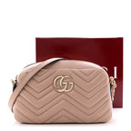Calfskin Matelasse Small GG Marmont Camera Bag Pink Beige