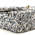 Sequin Mini Flap Gray Black White Pearly White