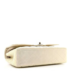 Iridescent Lambskin Quilted Medium Double Flap Ivory