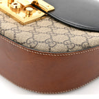 GG Supreme Monogram Web Medium Padlock Messenger Shoulder Bag Black