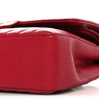 Caviar Chevron Quilted Medium Double Flap Red