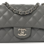 Caviar Quilted Mini Rectangular Flap Grey