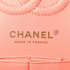 Lambskin Quilted Small Double Flap Light Orange