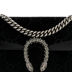 Velvet Skipper Crystal GG Monogram Small Dionysus Shoulder Bag Black Black Diamond