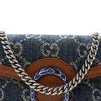 New Denim GG Monogram Dollar Calfskin Enamel Super Mini Dionysus Shoulder Bag Blue Tea Cuir Epilog Electric Blue