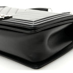 Lambskin Chevron Quilted Medium Boy Flap Black