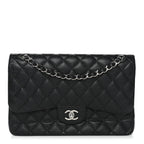 Caviar Quilted Jumbo Double Flap Black