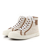 Jacquard Anagram Calfskin Mens High Top Sneakers 42 Natural White