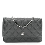 Caviar Quilted Wallet on Chain WOC Black
