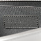 Metallic Calfskin Quilted Small Boy Flap Silver